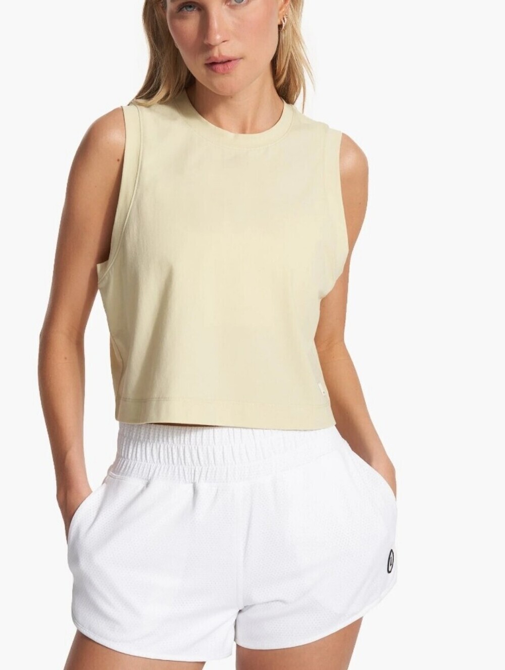 Vuori Feather Crop Tank Top Yellow Layering Tank Medium